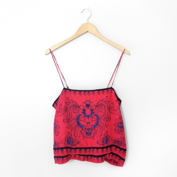 Free People Tops - FREE PEOPLE Red Floral Layered Tank Top